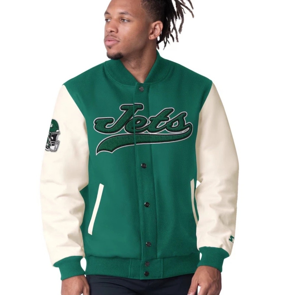 Men's Starter Green New York Jets Complete Game Varsity Full-Snap Jacket XL - Picture 8 of 8